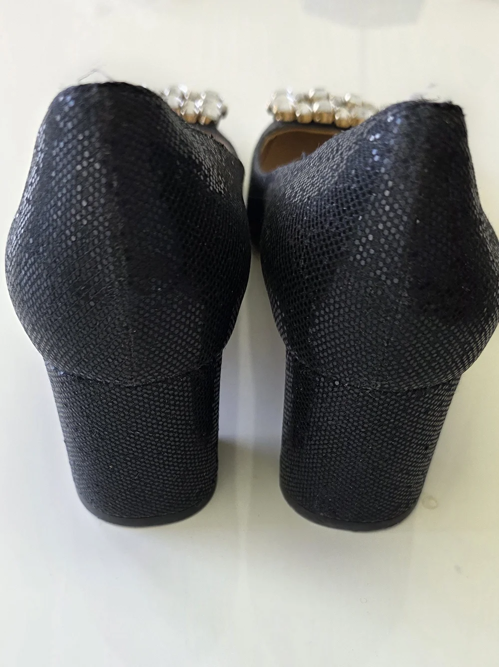 kate spade Black Crystal Buckle Heels